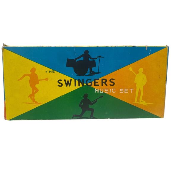 Vintage Swingers Music Set Beatles Style Band Figures Hong Kong w/ Box 1960s - Picture 3 of 16